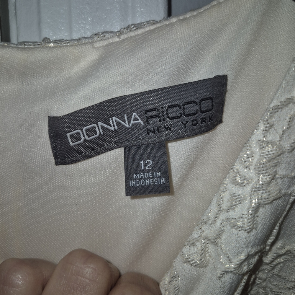 Donna Ricco NY Size 12 Elegant Cream Lace Dress - Picture 3 of 7
